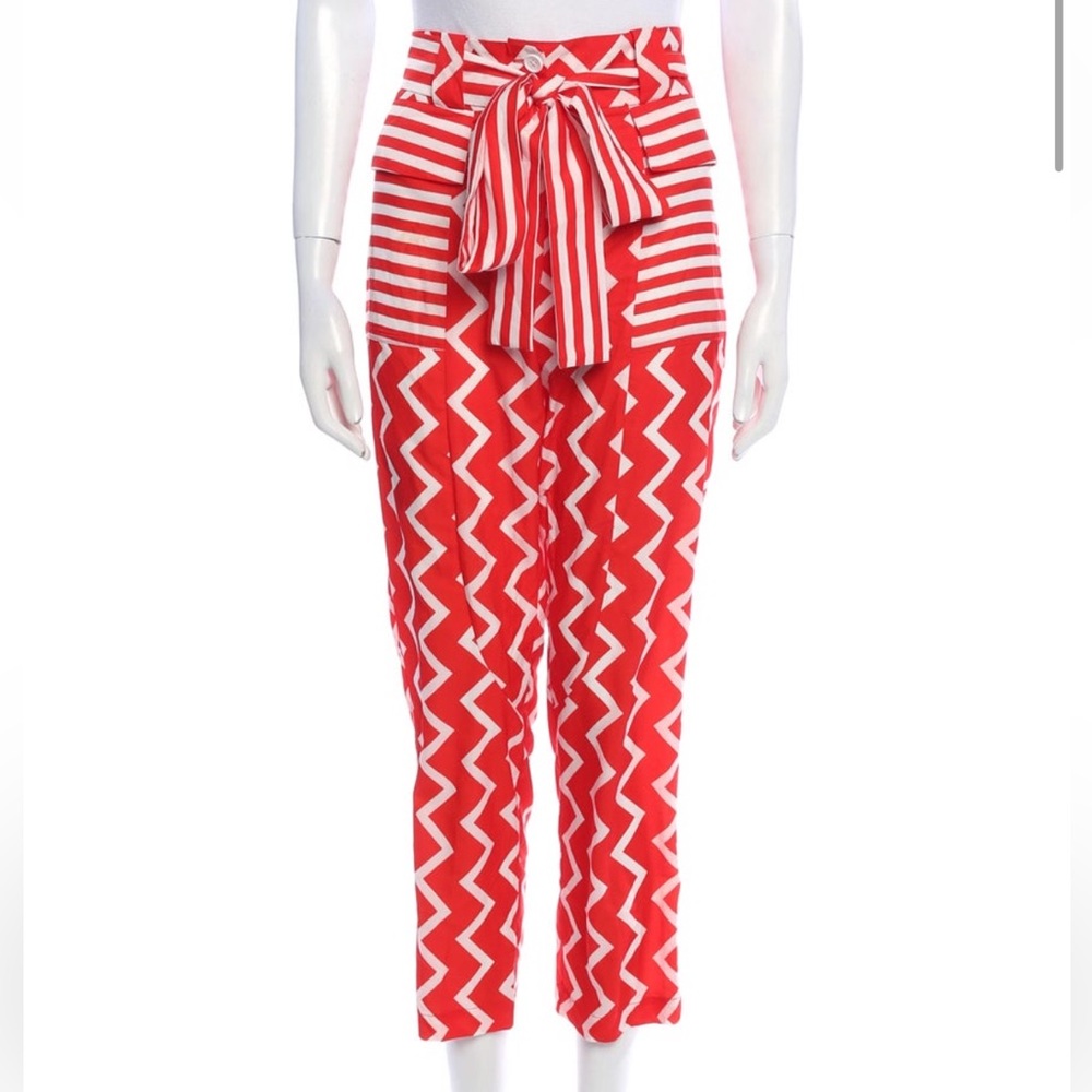 3.1 Phillip Lim Red and White Zigzag Pants